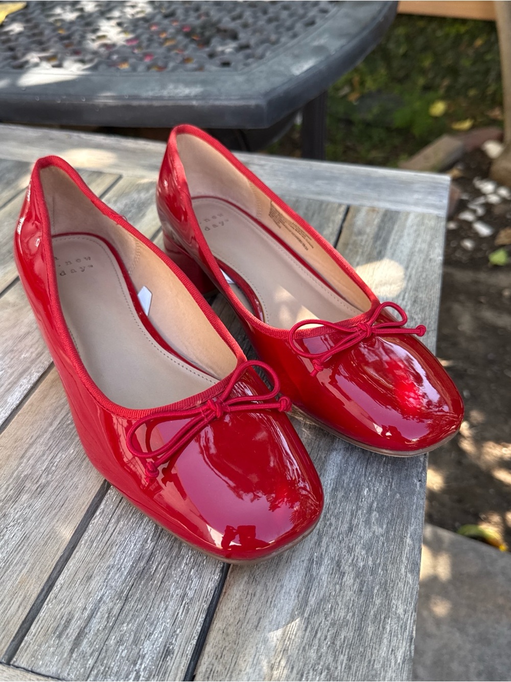 a new day Shiny Red Patent Ballet Flats with Bow